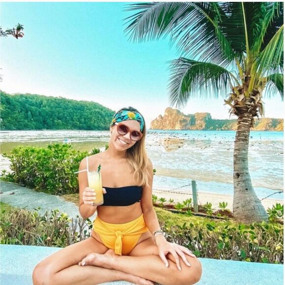 New Onia X WeWoreWhat Riviera Bikini Bottom Large Citrus Yellow Women's Size L - Picture 2 of 10